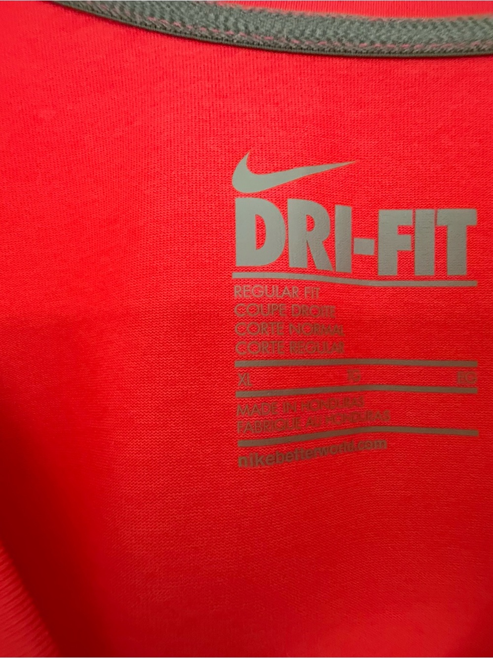 Nike Women's Bright Coral Dri-FIT V-Neck Short Sleeve Tee - Picture 3 of 5